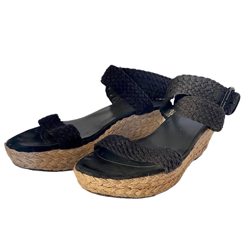 Stuart Weitzman, black and tan espadrilles size 10 - Picture 9 of 13